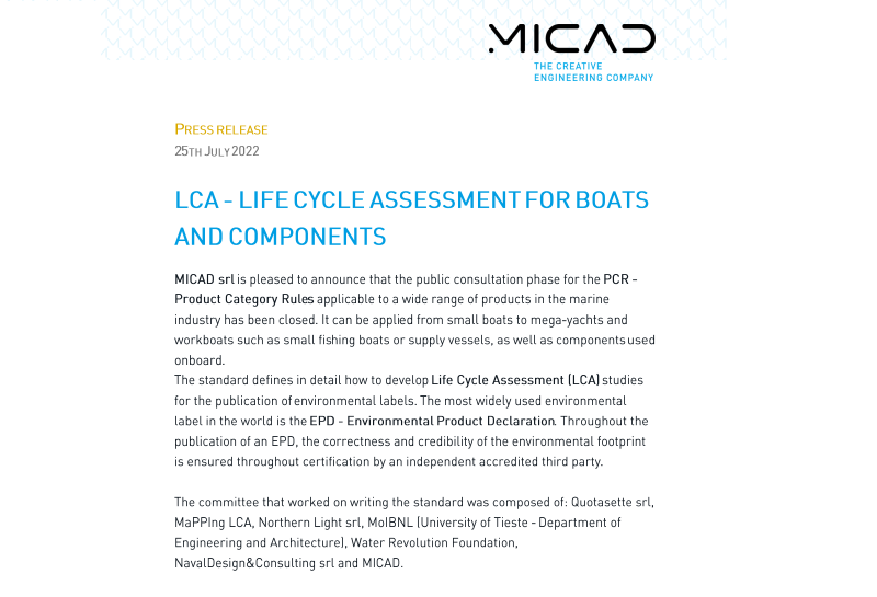 LCA - Life cycle assessment for boats and components